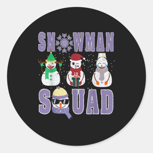 Snowman Squad Funny Family Matching, Teacher And S Runder Aufkleber (Vorderseite)