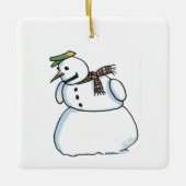 Snowman square ceramic ornament (Vorderseite)