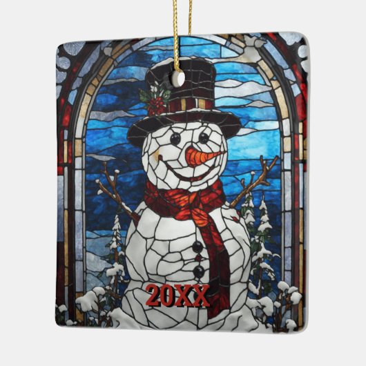 Snowman Stached Glass Style Weihnachten Keramikornament (Links)