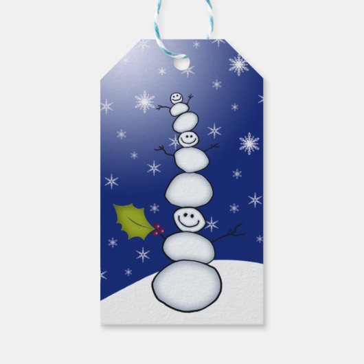 Snowman Stack Weihnachtsgeschenk Tag Geschenkanhänger (Rückseite)
