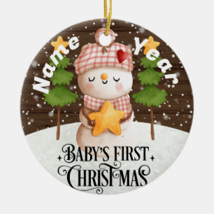 Snowman & Star Baby's First Christmas Holiday Keramik Ornament