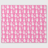 Snowman Stars Niedlich Pink Xmas Retro Vintag Geschenkpapier (Flach)