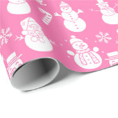 Snowman Stars Niedlich Pink Xmas Retro Vintag Geschenkpapier (Rolleneckpunkt)