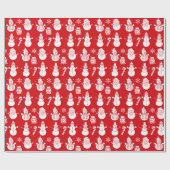 Snowman Stars Niedlich Red Holiday Xmas Retro Vint Geschenkpapier (Flach)