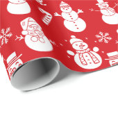 Snowman Stars Niedlich Red Holiday Xmas Retro Vint Geschenkpapier (Rolleneckpunkt)