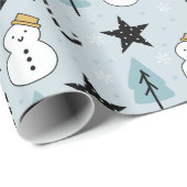 Snowman Stars und Candy Cane Geschenkpapier (Rolleneckpunkt)