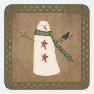 Snowman-Sticker Quadratischer Aufkleber