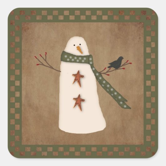 Snowman-Sticker Quadratischer Aufkleber (Vorderseite)