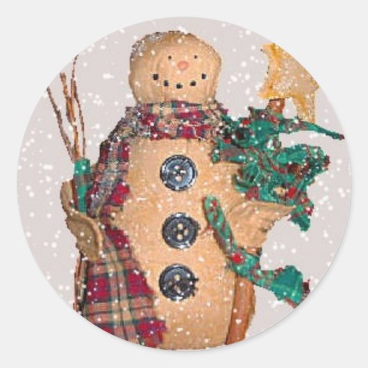 Snowman-Sticker Runder Aufkleber (Vorderseite)