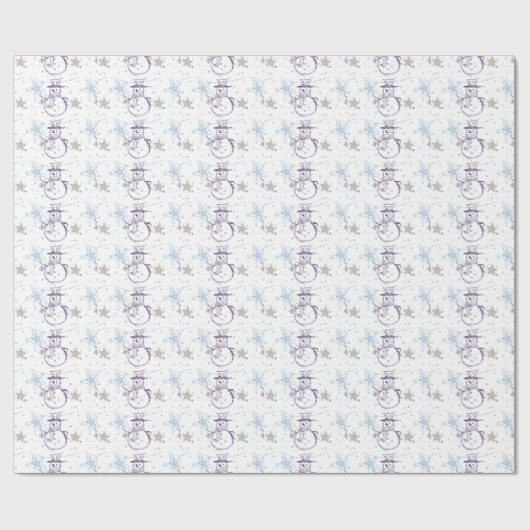 Snowman Strichmännchen Christmas Geschenkpapier (Flach)