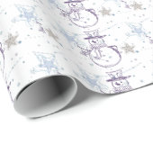 Snowman Strichmännchen Christmas Geschenkpapier (Rolleneckpunkt)