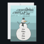 Snowman Stripes<br><div class="desc">aquamarine abstrakte Streifen Weihnachtsschneemann personalisiert mit Namen Karten</div>