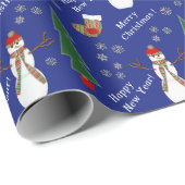 Snowman Strumpf Weihnachtsmuster auf Blue Geschenkpapier (Rolleneckpunkt)