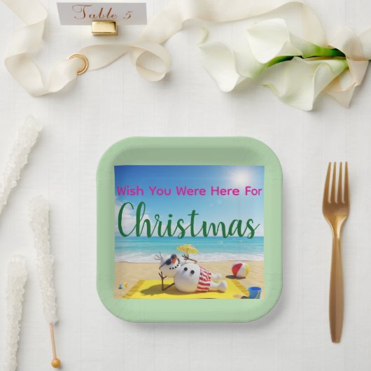 Snowman Sunbaden Pappteller (Hochzeit)