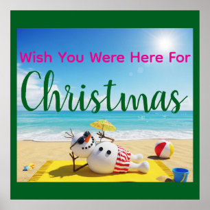 Snowman Sunbaden Poster