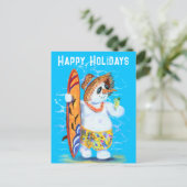 Snowman Surfer Funny Happy Holidays Postcard Postkarte (Stehend Vorderseite)
