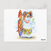 Snowman Surfer Happy Holidays Funny Postcard Postkarte (Rückseite)
