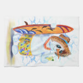 Snowman Surfer Kitchtuch Funny Geschirrtuch (Horizontal)