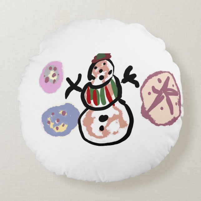 Snowman sweet rundes kissen (Vorderseite)