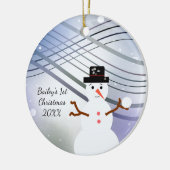 Snowman Swirl Erstes Weihnachtsfest Keramik Ornament (Links)