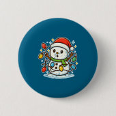 Snowman Tangled In Holiday Lights Premium Tri-blen Button (Vorderseite)