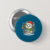 Snowman Tangled In Holiday Lights Premium Tri-blen Button (Vorne & Hinten)
