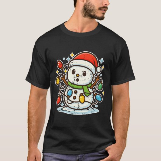 Snowman Tangled In Holiday Lights Premium Tri-blen T-Shirt (Vorderseite)