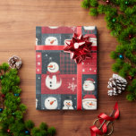 Snowman Tartan Kariert Red & Black Christmas Geschenkpapier<br><div class="desc">Snowman Tartan Kariert Red & Black Christmas Wrapping Paper</div>