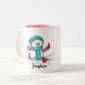 Snowman Tasse, Pink - Gerda Steiner Zweifarbige Tasse (Vorderseite Links)