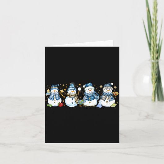 Snowman Teacher Winter Leopard Clroom Cute Blue St Karte (Vorderseite)