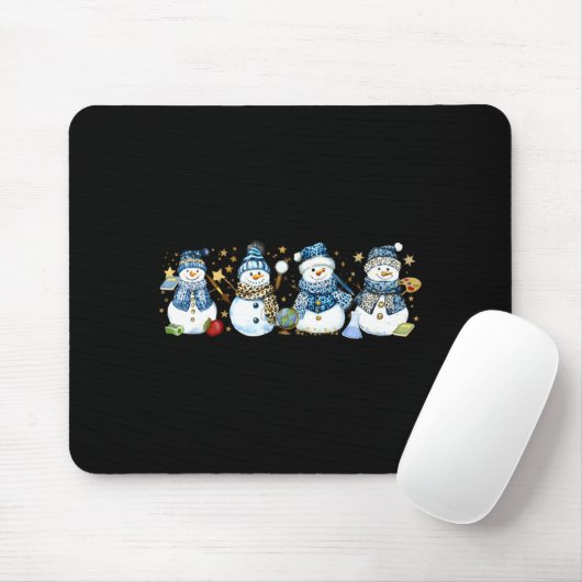 Snowman Teacher Winter Leopard Clroom Cute Blue St Mousepad (Mit Mouse)