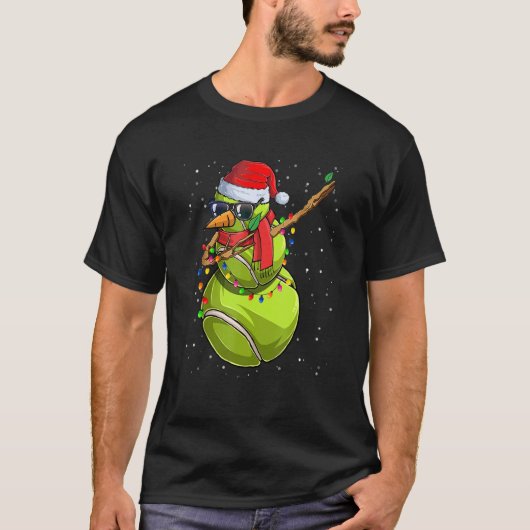 Snowman Tennis Dabbing Weihnachtsmannmütze Weihnac T-Shirt (Vorderseite)