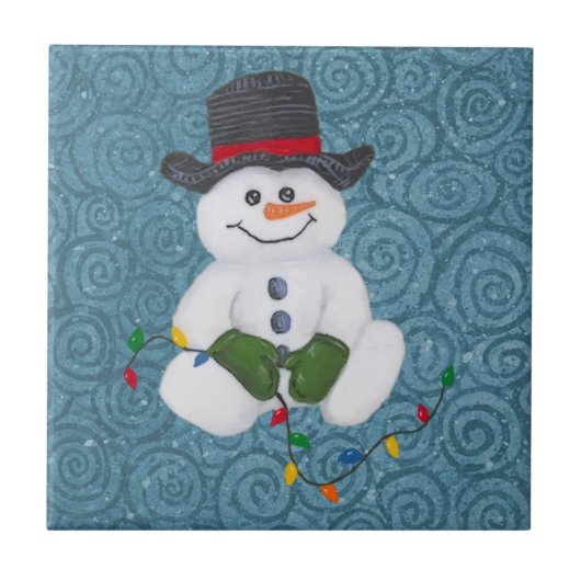 Snowman Tile sitzend Fliese (Vorderseite)