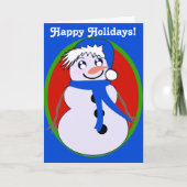 Snowman Toon Blue Holiday! Karte (Vorderseite)