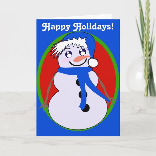 Snowman Toon Blue Holiday! Karte (Vorderseite)