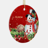 Snowman Top Hat - Baby Keepake Personalisiert Keramik Ornament (Rechts)