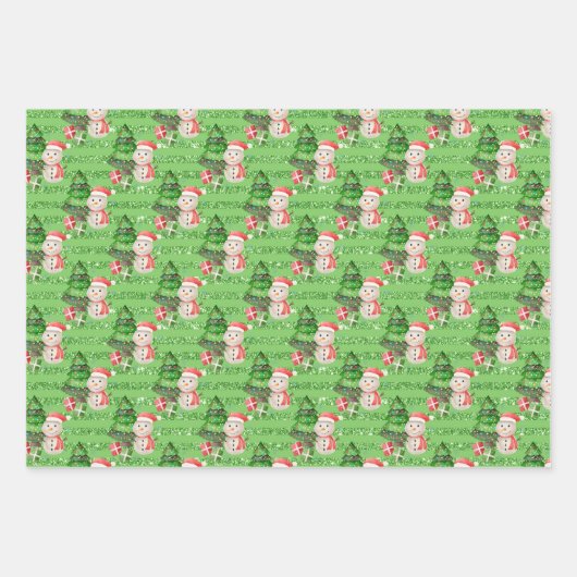 Snowman Tragend Weihnachtsmannmütze und Scarf Geschenkpapier Set (Vorderseite)