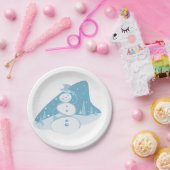 Snowman trägt einen Top-Hut Pappteller (Party)