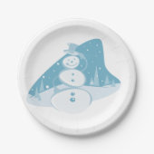 Snowman trägt einen Top-Hut Pappteller (Vorderseite)