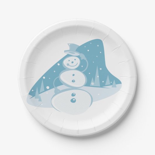 Snowman trägt einen Top-Hut Pappteller (Vorderseite)
