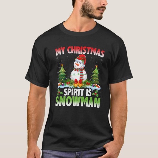Snowman trägt Weihnachtsmannmütze Mein Weihnachtsg T-Shirt (Vorderseite)