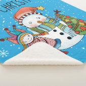 Snowman, Tree & Little Girl Fleece Sherpa Blanket Sherpadecke (3/4)