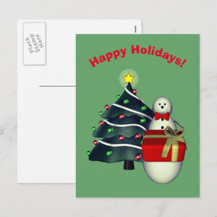 Snowman Tree Präsentieren Weihnachtsfeiertag Postk Feiertagspostkarte