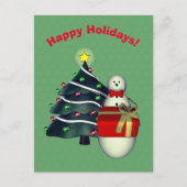 Snowman Tree Präsentieren Weihnachtsfeiertag Postk Feiertagspostkarte (Vorderseite)