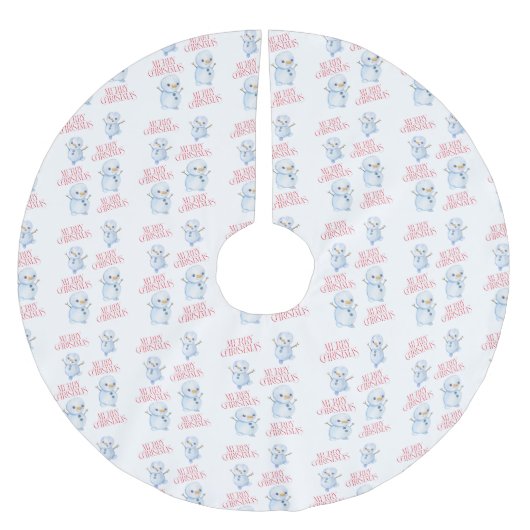 Snowman Tree Skirt Polyester Weihnachtsbaumdecke (Vorderseite)