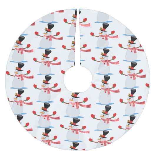 Snowman Tree Skirt Polyester Weihnachtsbaumdecke (Vorderseite)