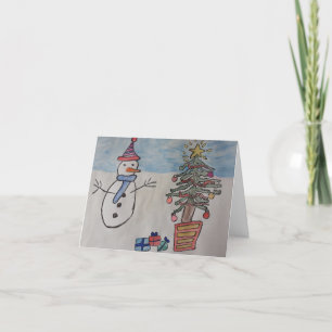 Snowman & Tree Weihnachtskarte Dankeskarte
