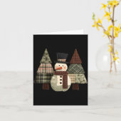 Snowman Trees Patchwork Plaid Trees Rustic Christm Karte (Gelbe Blume)