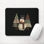 Snowman Trees Patchwork Plaid Trees Rustic Christm Mousepad (Mit Mouse)