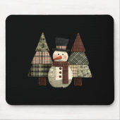 Snowman Trees Patchwork Plaid Trees Rustic Christm Mousepad (Vorne)